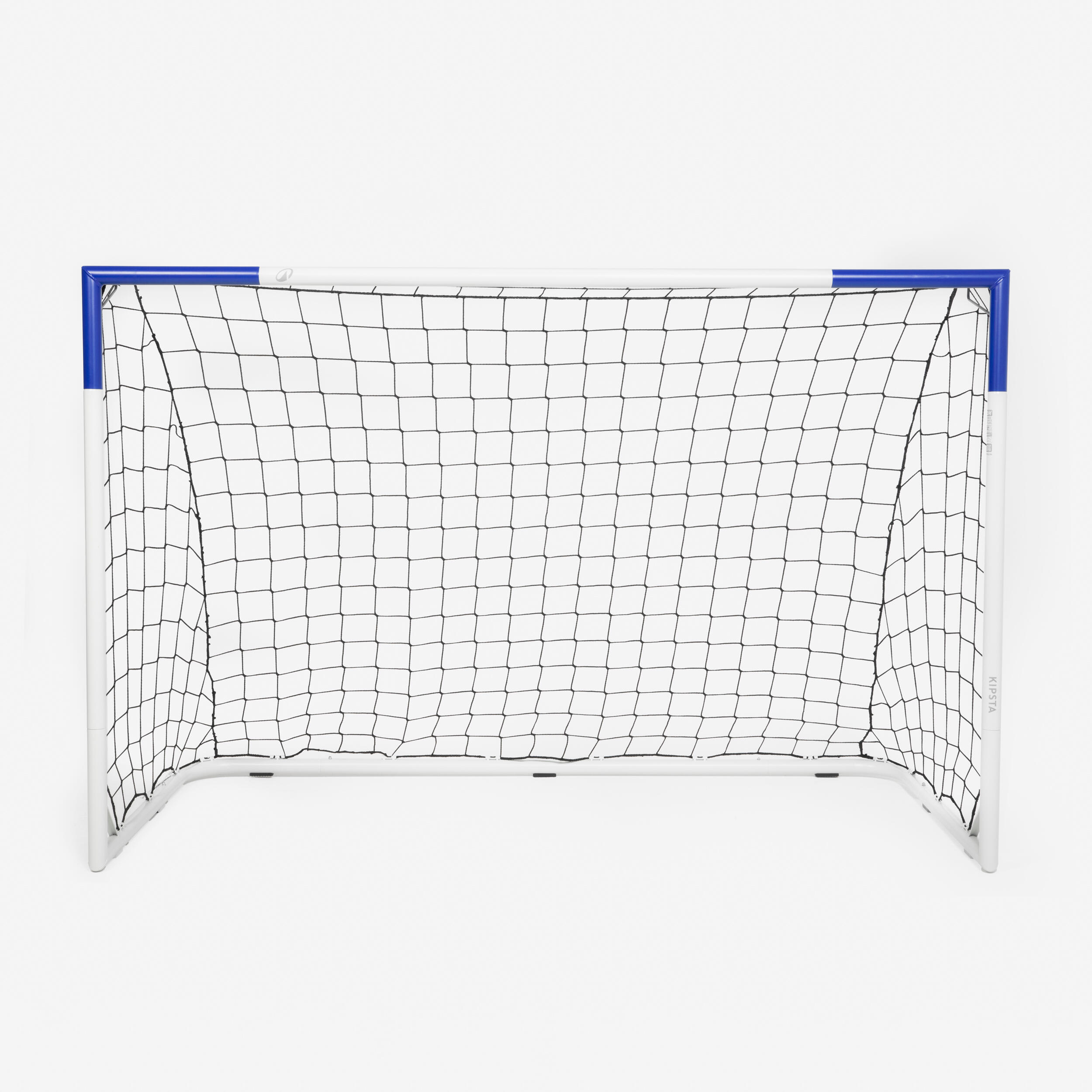 Portería de futbol gris con azul